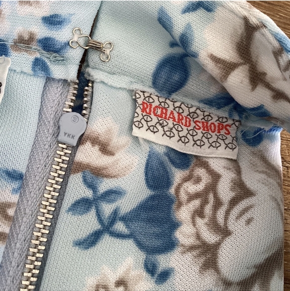 Vtg 70s Richard Shops maxi halter neck A line floral rose pale baby blue dress - Picture 7 of 8